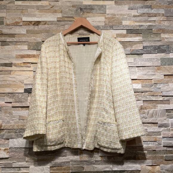 Lafayette 148 16 Tweed Blazer | Bouclé Chartreuse Plaid Career Jacket MSRP $1298 - Picture 11 of 11